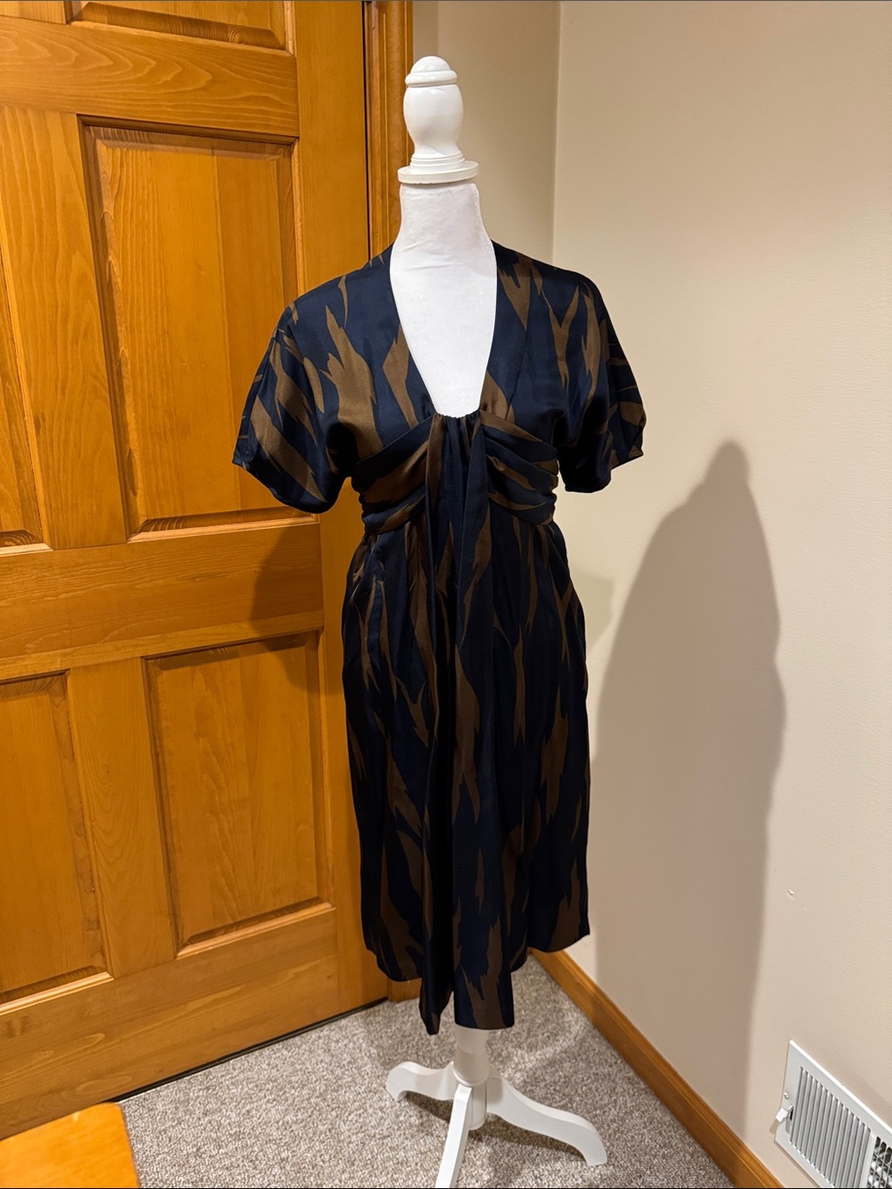 French Connection zebra print ruched silk dress size 6